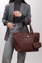 Women's Chain Mini Bag with Charm Detail, Burgundy Large Size Hand and Shoulder Bag Bella - 3