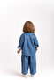Pleated Elastic Waist Girls' Jeans Blue - 5