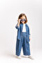 Pleated Elastic Waist Girls' Jeans Blue - 3