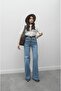 Blue Leg Detailed Wide Leg Jeans