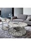 Venveto Round Coffee Table  L90xW90xH40cm - White Pattern