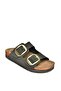 P 777517402   Black Suede Double Striped Women's Slippers - 7