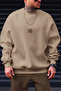 Men's Stone Free Life Printed Thick Soft 3 Thread Raised 0 Zero Collar Oversize Loose Sweatshirt