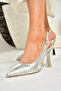 U 676289214   Silver Glitter Thick Heeled Evening Dress Shoes