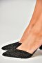 U 614567114   Black Glitter Thick Heeled Evening Shoes - 6