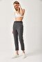Zippered Belt Detailed Woven Fabric Trousers Smoked - 2