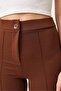 High Waist Lycra Comfortable Knitted Trousers Brown - 2