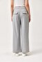 Waist Detailed Pleated Loose Fabric Trousers Gray - 4