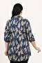Women's Blue Patterned Cotton Viscose Plus Size Shirt - 5
