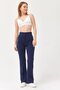 High Waist Crepe Trousers Navy Blue