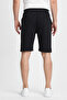 شورت رجالي أسود بقصة عادية مع تفاصيل جيوب جانبية - 7
