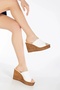 Women's White Wedge Heeled Slippers - 3