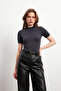 Women's Anthracite Short Sleeve Blouse - 2