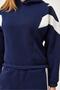 Hooded Tracksuit with Striped Sleeves Navy Blue - 3