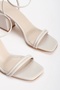 Women's Summer Thick Heeled Shoes Beige - 4