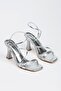 Women's Summer Thin Heeled Shoes Silver - 4