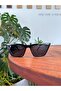 Cat Eye Black Slanted Sunglasses Unisex Retro Model with Case and Cloth Gift - 2