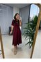 Bow Detail Plunging Neckline Short-Sleeved Midi Dress - 2