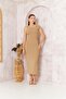 Women's Short Sleeve One Shoulder Camisole Beige Dress Dm1051 - 7