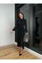 Chiffon Draped Slit Stand Collar Dress