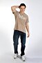 New Drawing Men's 100% Cotton O-Neck T-Shirt Tan
