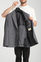 Tadic Men's Dark Gray Patterned Stretch Fabric Slim Fit Bag Pocket Half Lining 4 Season Blazer Jacket - 6