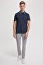 Matty men's denim collar striped t-shirt navy blue