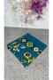 Çengelköy Patterned Turquoise Writing 100X100 cm – Ethnic Floral Headscarf Dowry and Daily - 3