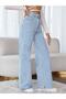 Ariadna Blue Stretch Fabric High Waist Wide Leg Loose Jeans - 2