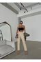By-6960 High Waist Beige Mom Jeans Lycra Colorfast Extra Comfortable Jeans Cream Narrow Leg Trousers - 3