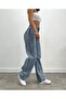 Zero Max Power Lycra Women's Blue Snow Wash High Waist Loose Leg Loose Jeans - 2