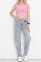 High Waist Lycra Pocketed Wide Leg Jeans - Women's Blue Denim Palazzo Trousers 18695 - 6