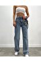 Zero Max Power Lycra Women's Blue Snow Wash High Waist Loose Leg Loose Jeans - 3