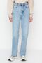 By-4841 Women's Blue Medium Snow Washed Casual Wide Leg Jean High Waist Boyfriend Loose Jeans Stone Pants - 3