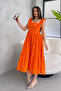 Women's Orange Scallop Brode Lined Strap Dress - 2