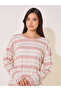 Texture Striped Round Neck T-Shirt & Pyjama Set - 3