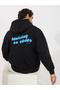 Back Slogan Print Heavy Oversized Hoodie