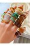 MULTI 30 piece Bohemian retro acrylic resin ring combination set for women with personalized halo dy - 7