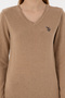 سترة نسائية أساسية ذات رقبة على شكل حرف V من Camel Melange 50251903 -VR122 - 6