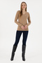 سترة نسائية أساسية ذات رقبة على شكل حرف V من Camel Melange 50251903 -VR122 - 4