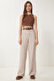 Textured Wide Leg Woven Pants Beige Lhm0005 - 3