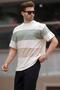 Beige Oversize Color Block Crew Neck Printed T-Shirt 7025