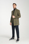 Callisto Men's Khaki-Navy Blue Plaid Patterned Regular Fit Mock Neck Thick Melton Coat - 7