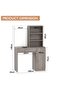 Modern Dresser With Vanity Mirror and Open Shelves Ample Leg Room-Grey Brown whiteriver Oak - 3