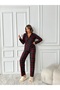Suede Plaid Long Sleeve Pajamas Set Misspt5660