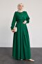 Bolero Button Detail Emerald Green Dress - 6