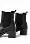 5109-3056 Black Elastic Thick Heeled Daily Women's Boots - 5