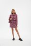 Girl's Gold Button and Striped Piping Detailed Crop Jacket Skirt Chain Strap Bag Set of 3 - 8