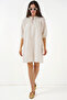 Women's Patterned Short Dress 2528 - Cream - 2