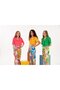 Girl's Padded Blazer Jacket Colorful Patterned Wide Leg Trousers 2-Piece Set - 6